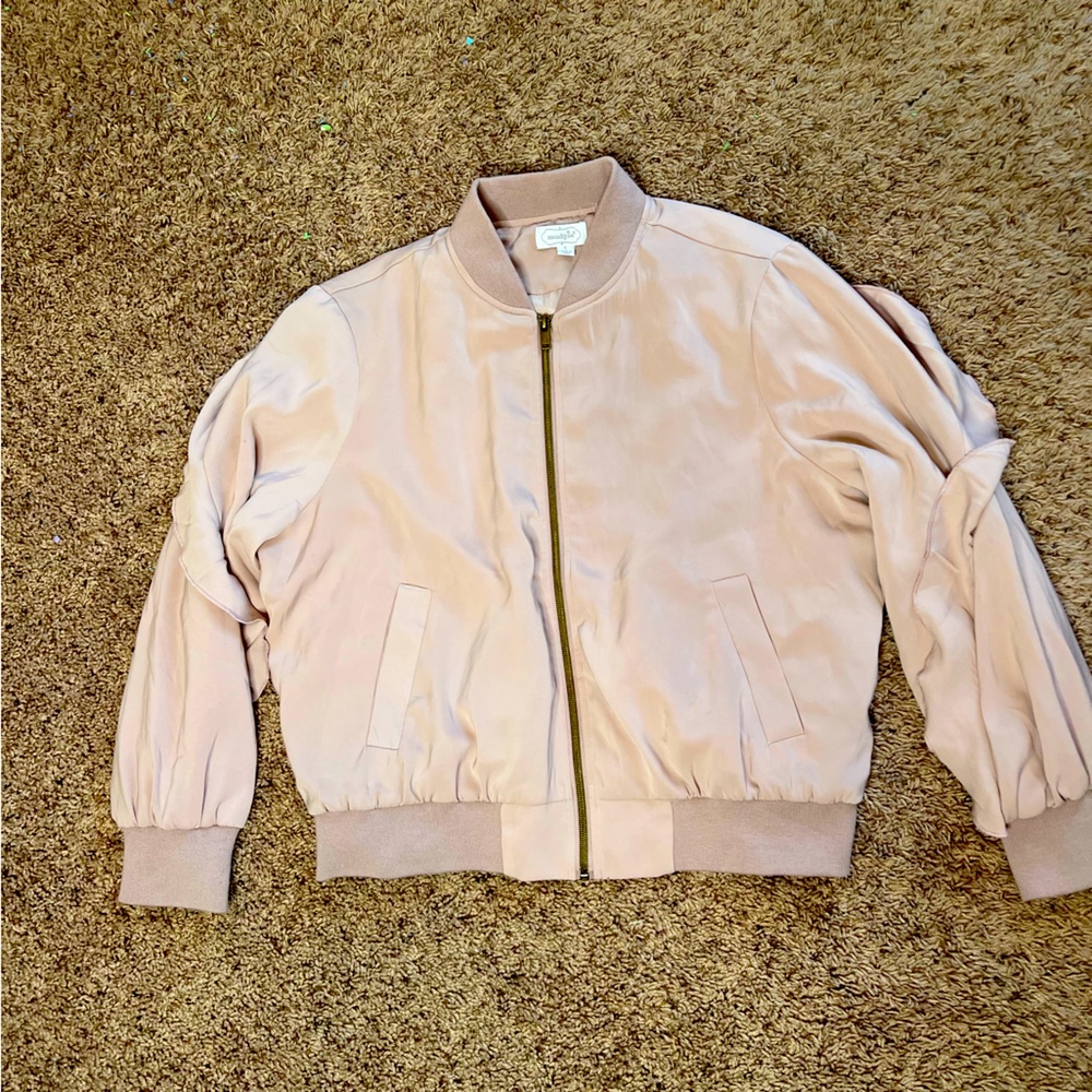 Baby Pink Mudpie puffy cropped Zip Jacket